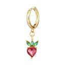 Ladies' Hoop Earring with Fruit Charm Colourful Zircons Gold Colour Costume Jewellery Metal Small Dangle Earring for Everyday Wear 10