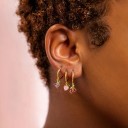 Ladies' Hoop Earring with Fruit Charm Colourful Zircons Gold Colour Costume Jewellery Metal Small Dangle Earring for Everyday Wear 12