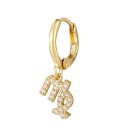 Ladies' Hoop Earring with Hanging Zodiac Sign Pendant Adorned with Sparkling Stones Small Hoop for the Ear Costume Metal 16