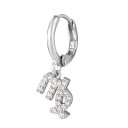 Ladies' Hoop Earring with Hanging Zodiac Sign Pendant Adorned with Sparkling Stones Small Hoop for the Ear Costume Metal 4