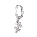 Ladies' Hoop Earring with Hanging Zodiac Sign Pendant Adorned with Sparkling Stones Small Hoop for the Ear Costume Metal 12