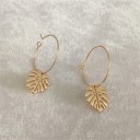 Ladies' Hoop Earrings with Leaf 4