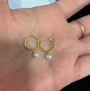 Ladies' Hoop Earrings with Pearl G1473 5