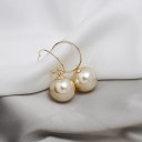 Ladies' Hoop Earrings with Pearl G681 7