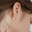 Ladies' Hoop Earrings with Pearl J445 6