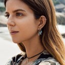 Ladies' Hoop Earrings with Pendant C1103 4