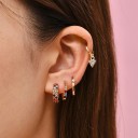 Ladies' Hoop Earrings with Zirconia 5 Pairs 4