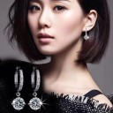 Ladies' Hoop Earrings with Zirconia G282 2