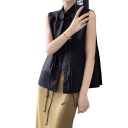 Ladies' Jacquard Waistcoat without Sleeves with Collar and Button Fastening Elegant Plain Waistcoat Made of Polyester and Cotton for Everyday Wear 1