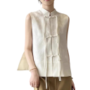 Ladies' Jacquard Waistcoat without Sleeves with Collar and Button Fastening Elegant Plain Waistcoat Made of Polyester and Cotton for Everyday Wear 7