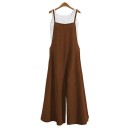 Ladies' Jumpsuit Plain Model Wide Trousers Thin Straps Polyester Cotton Blend Summer Outfit Loose Fit Fashion Clothing 7