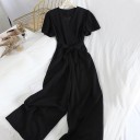Ladies' Jumpsuit with Waist Tie A2008 1