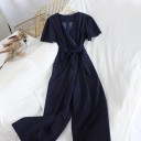 Ladies' Jumpsuit with Waist Tie A2008 3