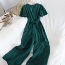Ladies' Jumpsuit with Waist Tie A2008 2