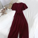 Ladies' Jumpsuit with Waist Tie A2008 4