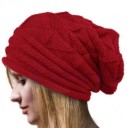 Ladies' Knitted Beanie Hat with Loose Extended Cut Textured Knit Pattern Cotton Material Winter Hat for Everyday Wear 2
