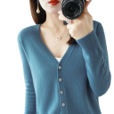 Ladies' Knitted Cardigan with V-Neck Elegant Button-Up Sweater Plain Fashion Sweater Various Colours Polyester Acrylic 10