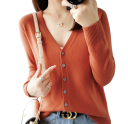 Ladies' Knitted Cardigan with V-Neck Elegant Button-Up Sweater Plain Fashion Sweater Various Colours Polyester Acrylic 16