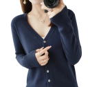 Ladies' Knitted Cardigan with V-Neck Elegant Button-Up Sweater Plain Fashion Sweater Various Colours Polyester Acrylic 17