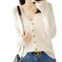 Ladies' Knitted Cardigan with V-Neck Elegant Button-Up Sweater Plain Fashion Sweater Various Colours Polyester Acrylic 19