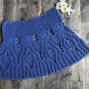 Ladies' Knitted Mini Skirt Lace Pattern with Circular Motifs Flared A-Line Cut Waist Tie Cord Blend of Polyester and Cotton 5
