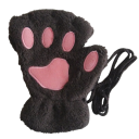 Ladies' Knitted Mittens Universal Size Plush Polyester Warm Winter Gloves with Cat Paw Pattern Soft Comfortable Mittens 14