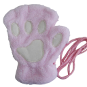 Ladies' Knitted Mittens Universal Size Plush Polyester Warm Winter Gloves with Cat Paw Pattern Soft Comfortable Mittens 11