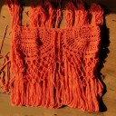 Ladies' Knitted Skirt with Long Fringes Lace Pattern at the Top Netted Centre of Knots Cotton Yarn Ankle-Length 12