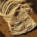 Ladies' Knitted Skirt with Long Fringes Lace Pattern at the Top Netted Centre of Knots Cotton Yarn Ankle-Length 13