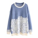Ladies' Knitted Sweater with Cats 1