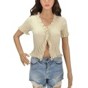 Ladies' Knitted Sweater with Ruffles 4