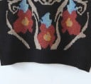 Ladies' knitted vest with an integrated ornamental and floral pattern Round neckline Sleeveless Patterned armhole trims Acrylic 6