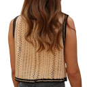 Ladies' Knitted Waistcoat with Floral Pattern and Button Fastening, Sleeveless, Universal Size, Polyester, Beige, Black for Everyday Wear 4