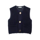 Ladies' Knitted Waistcoat with V-Neck and Pockets Plain Stylish Waistcoat with Button Fastening Comfortable Polyester Sweater in Various Colours 4