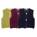 Ladies' Knitted Waistcoat with V-Neck and Pockets Plain Stylish Waistcoat with Button Fastening Comfortable Polyester Sweater in Various Colours 13
