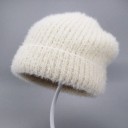 Ladies' Knitted Winter Beanie Hat with Soft Fuzz Ribbed Knit with Turned-up Hem Cotton, Polyester, and Wool Head Circumference 55 to 63 cm 1