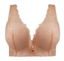 Ladies' Lace Bra for Larger Sizes Wide Adjustable Straps Deep V-Neck Decorative Pendant Hook Fastening 3