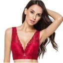 Ladies' Lace Bra for Larger Sizes Wide Adjustable Straps Deep V-Neck Decorative Pendant Hook Fastening 7