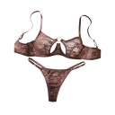 Ladies' Lace Bra Set with Underwire and Metal Heart in the Centre and Adjustable Side Straps Thong 4