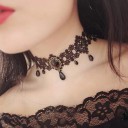 Ladies' Lace Choker Necklace with Stones 3