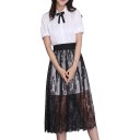Ladies' Lace Mesh Underskirt with Floral Pattern and Elastic Waist Long Sheer Under Dress Universal Size 4