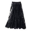 Ladies' Lace Mesh Underskirt with Floral Pattern and Elastic Waist Long Sheer Under Dress Universal Size 2