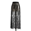 Ladies' Lace Mesh Underskirt with Floral Pattern and Elastic Waist Long Sheer Under Dress Universal Size 1