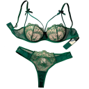 Ladies' Lace Set Bra and Briefs with Embroidery and Fine Mesh Elastane Polyester for Everyday Wear 3