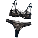 Ladies' Lace Set Bra and Briefs with Embroidery and Fine Mesh Elastane Polyester for Everyday Wear 6