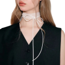 Ladies' Lace Tie Choker in White, Elegant Fashion Accessory for Formal and Casual Outfits 3