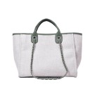 Ladies' Large Canvas Shoulder Bag 31 x 24 x 16 cm Two Short Handles Chain Straps Interwoven with a Strap Canvas and Polyester 2