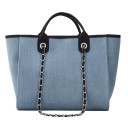 Ladies' Large Canvas Shoulder Bag 31 x 24 x 16 cm Two Short Handles Chain Straps Interwoven with a Strap Canvas and Polyester 15