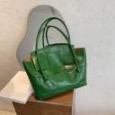Ladies' Large Shoulder Bag in Artificial Leather Shopper with Knitted Pattern on the Front Long Handles Glossy Finish 46.5 x 29 x 12 cm 4