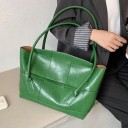 Ladies' Large Shoulder Bag in Artificial Leather Shopper with Knitted Pattern on the Front Long Handles Glossy Finish 46.5 x 29 x 12 cm 5